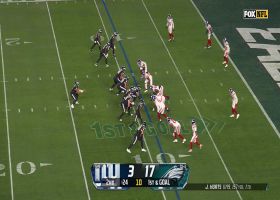 Jihad Ward boosts his 2023 sack total to 3.5 via Hurts takedown in red zone