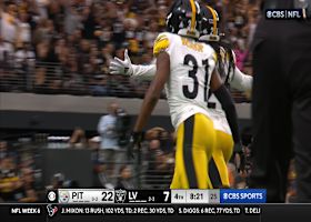 Donte Jackson intercepts an overthrown O'Connell pass attempt