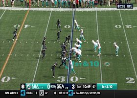 Skylar Thompson's first completion goes to Devon Achane