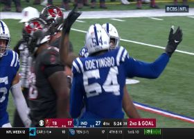 Kwity Paye boosts his 2023 sack total to 5.5 on Mayfield takedown