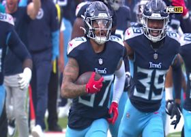 Titans S Amani Hooker intercepts Patriots QB Drake Maye's pass on opening play of 2nd quarter