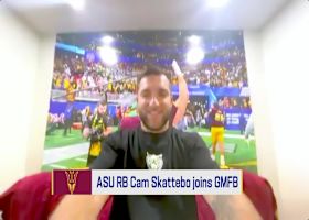 'Angry Runs' favorite Cameron Skattebo shows off draft party setup | 'GMFB'