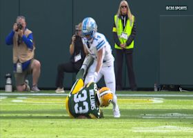 Evan Williams jumps in front of Goff's pass for red zone INT