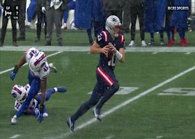 Drake Maye scrambles for 17 yards after a Houdini escape in the pocket