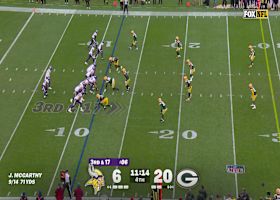 McCarthy's awkward throw forced by Packers' defensive pressure results in interception
