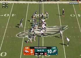 Allen & Bonitto combine for a 3-yard sack of Hurts