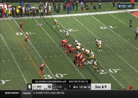 Diontae Johnson snags Pickett's low throw for 12-yard gain to move the chains