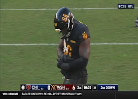 Jalyn Holmes brings down Caleb William for 5-yard sack