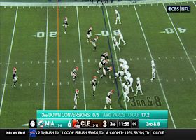 Cracraft absorbs contact on Huntley's 16-yard dart between two Browns DBs