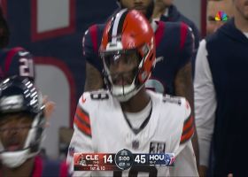 David Bell makes impressive leaping catch between pair of Texans for 10-yard pickup