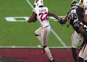 Michael Carter bursts through middle of Falcons' defense for 22-yard gain