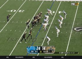 Carr's 28-yard fastball perfectly strikes Olave on the numbers