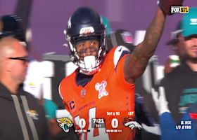 Bo Nix's 17-yard sideline strike ends with a toe-tap catch by Sutton