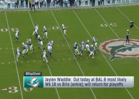 Rapoport: Jaylen Waddle is out today vs. Ravens, most likely Week 18 vs. Bills
