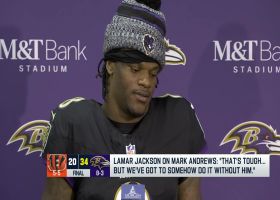 Lamar Jackson reacts to Mark Andrews' season-ending ankle injury