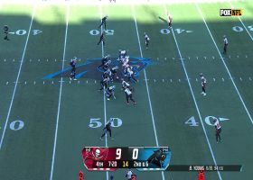 Bryce Young somehow escapes the pass rush and scrambles for 20 yards