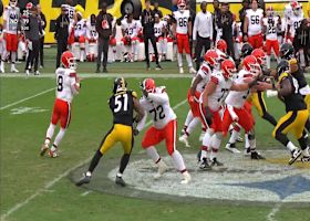 Nick Herbig spins around Dillon Gabriel for sack around midfield