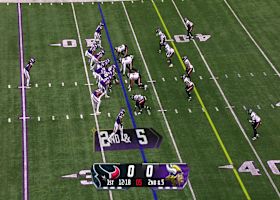 McCarthy's 19-yard laser connects with a diving Addison inside Texans' territory