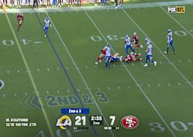 Davis-White's split sack combo takes down Matthew Stafford for a loss of 5-yards