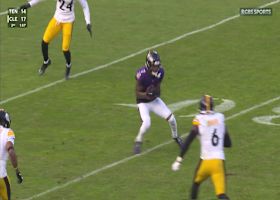 Jackson zips play-action pass to Rashod Bateman for 18-yard gain