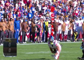 Nick McCloud lays out for diving INT on Howell's deep launch