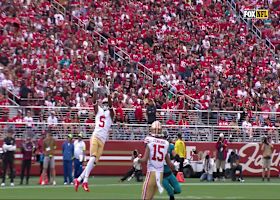 Purdy's 20-yard loft to Demarcus Robinson ends with powerful tackle by Wingard