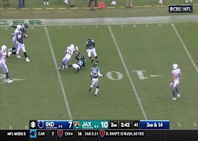 Tyler Goodson truck-sticks a Jaguar into ground during 24-yard reception