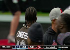 Sanders finds Nahshon Wright in the back of the endzone but not for a TD