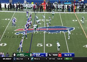 Josh Allen hits Mack Hollins over the middle for 23-yard pick up