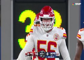 Karlaftis creeps up behind Wilson for a TFL on third down in the red zone