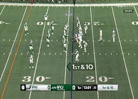 McCord zips a pass 14 yards downfield to Metchie III in mid-air