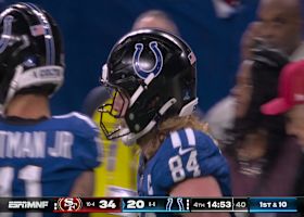 Philip Rivers lofts a 19-yard pass to Warren enroute to the sideline