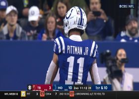 Minshew fits pass between three Bucs defenders for 12-yard completion to Pittman Jr.