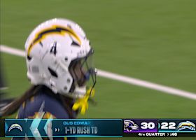 Gus Edwards powers in for TD rush vs. his former team