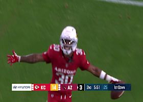 Darren Hall goes WAY upstairs for high-point INT of Zappe's pass