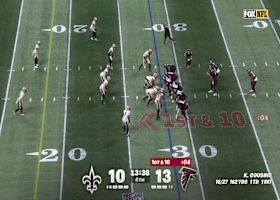 Tyler Allgeier's undershirt gets ripped off by Saints during unusual tackle