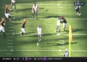 C.J. Stroud runs in a circle before locating Noah Brown for 20-yard completion