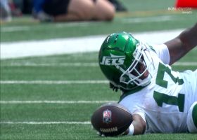 Malachi Corley's concentration is on a different level on locating deflected pass