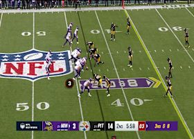 DeShon Elliott's INT comes by way of Derrick Harmon's deflection of Wentz's pass