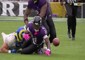 Nate Landman makes diving punch out to force fumble on Zay Flowers