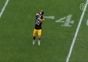 Roman Wilson breaks free up the sideline for a 30-yard gain