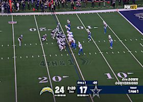 Luepke's fourth-down dive is denied by the Chargers defense