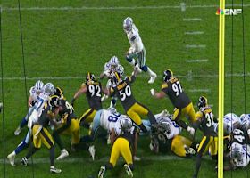 Elandon Roberts leaps like Polamalu across LOS for near takeaway on fumble-forcing stop