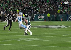 Alex Anzalone anticipates correctly for a 10-yard TFL vs. Barkley