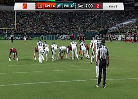 Jermaine Burton caps off 32-yard punt return vs. Eagles with a mini hurdle