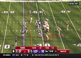 Jordan Mason runs through multiple tacklers on a physical 22-yard run