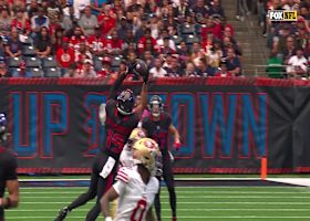 Xavier Hutchinson flashes the acrobatics with an 18-yard leaping grab