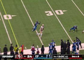 Purdy takes advantage of Colts' light coverage on 21-yard pass to Jennings