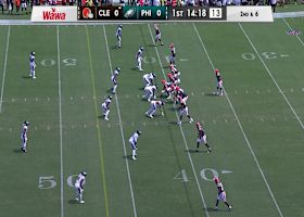 Jihaad Campbell trips up Dillon Gabriel for a 4-yard sack