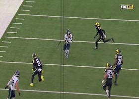 Sam Darnold rips a 21-yard pass to Rashid Shaheed to enter Rams' territory